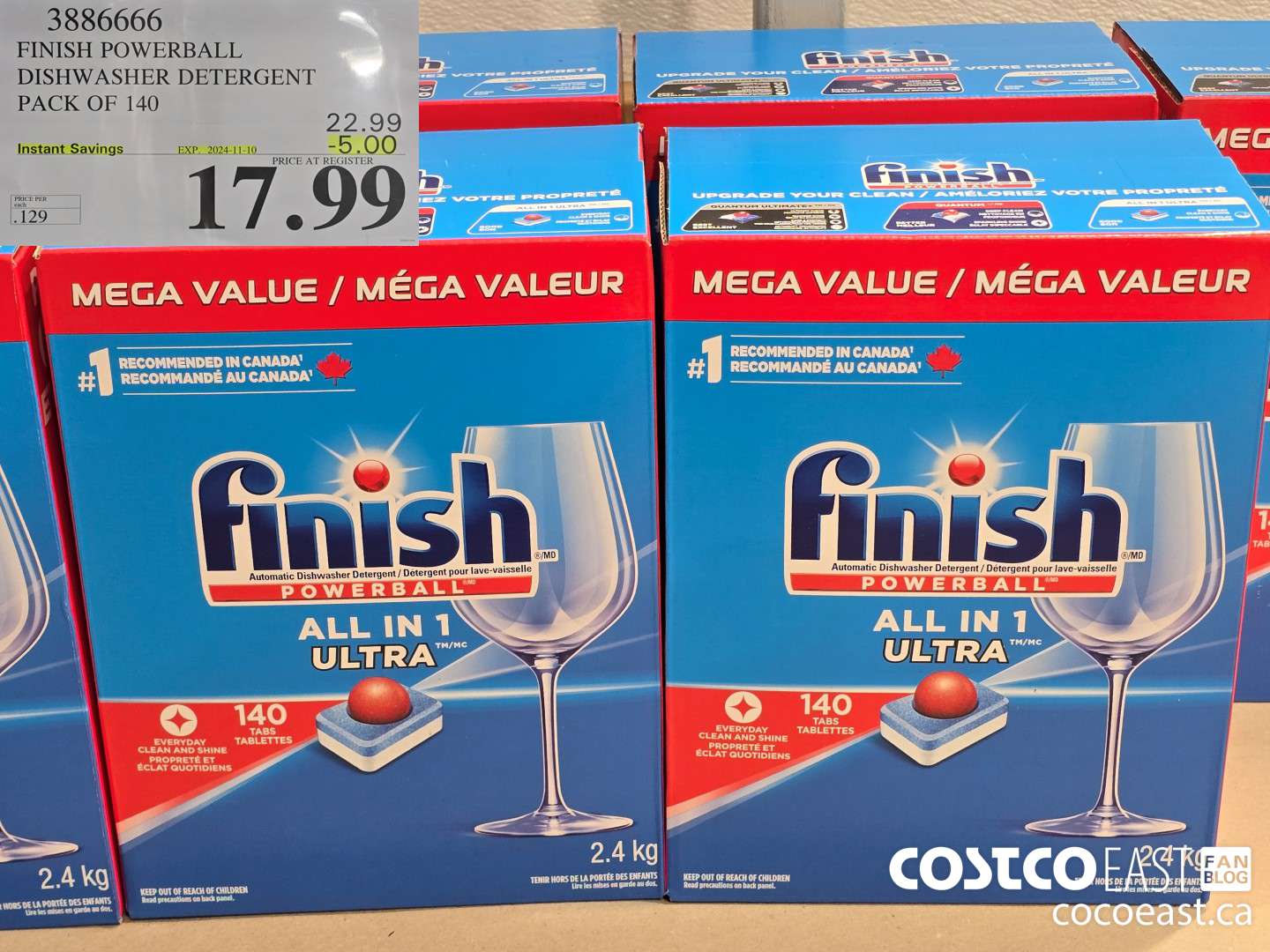 3886666 FINISH POWERBALL DISHWASHER DETERGENT PACK OF 140 ($5.00 INSTANT SAVINGS EXPIRES ON 2024-11-10) $17.99