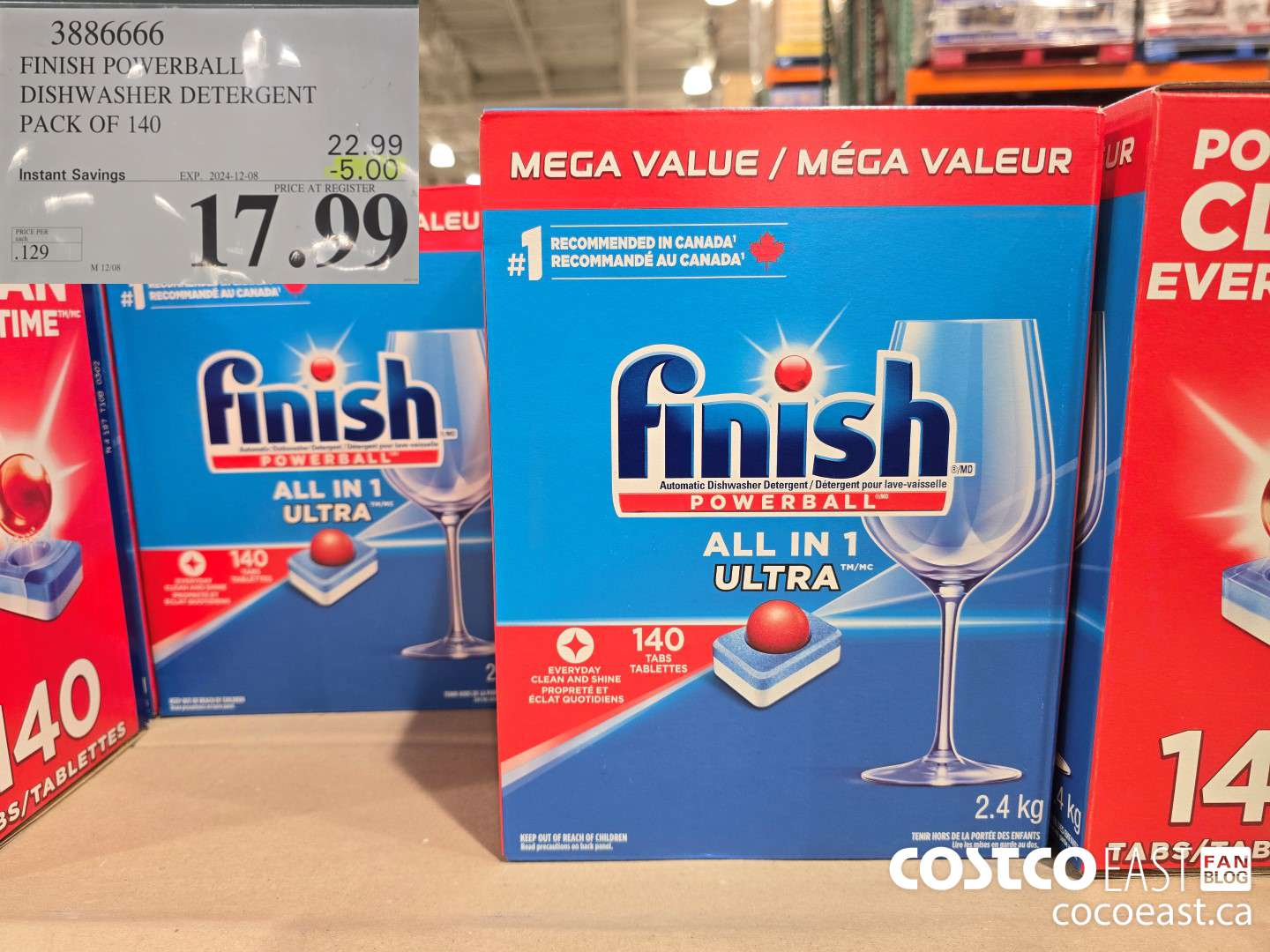 3886666 FINISH POWERBALL DISHWASHER DETERGENT PACK OF 140 ($5.00 INSTANT SAVINGS EXPIRES ON 2024-12-08) $17.99