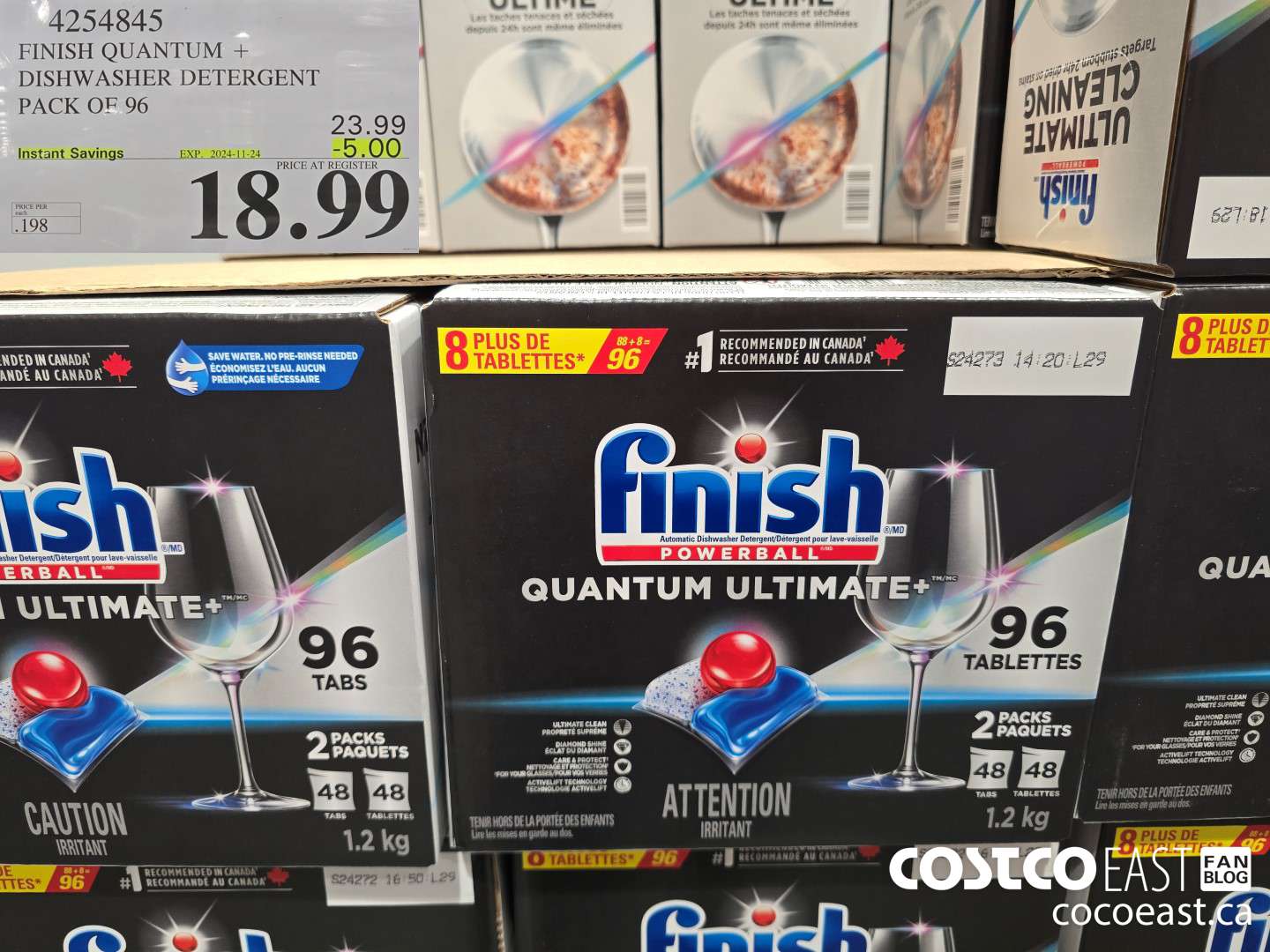 4254845 FINISH QUANTUM + DISHWASHER DETERGENT PACK OF 96 ($5.00 INSTANT SAVINGS EXPIRES ON 2024-11-24) $18.99