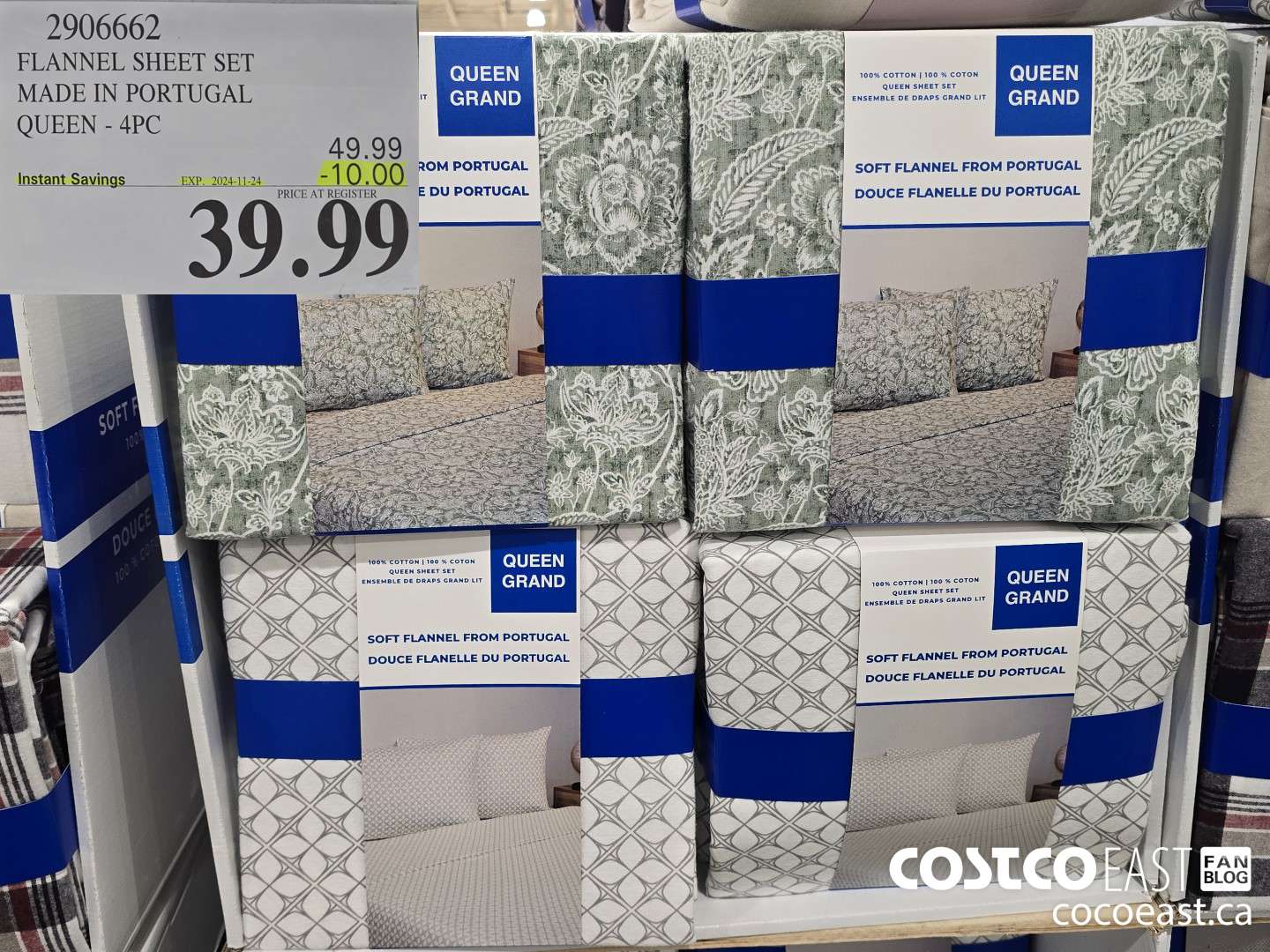 2906662 FLANNEL SHEET SET MADE IN PORTUGAL QUEEN - 4PC ($10.00 INSTANT SAVINGS EXPIRES ON 2024-11-24) $39.99