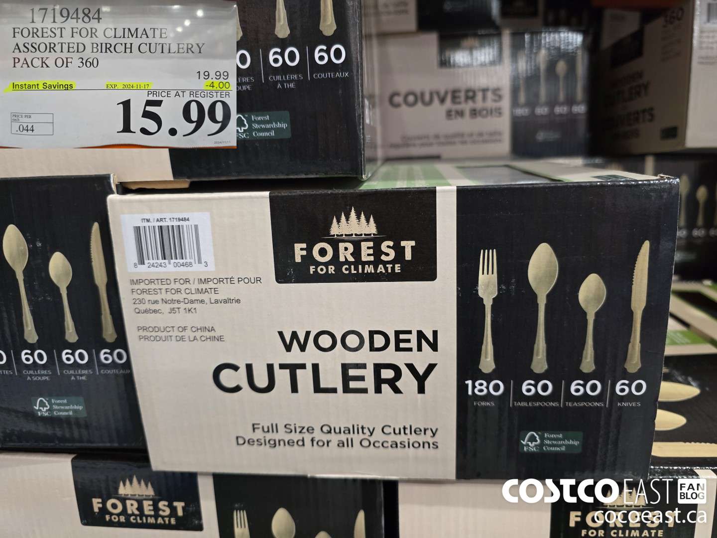 1719484 FOREST FOR CLIMATE ASSORTED BIRCH CUTLERY PACK OF 360 ($4.00 INSTANT SAVINGS EXPIRES ON 2024-11-17) $15.99