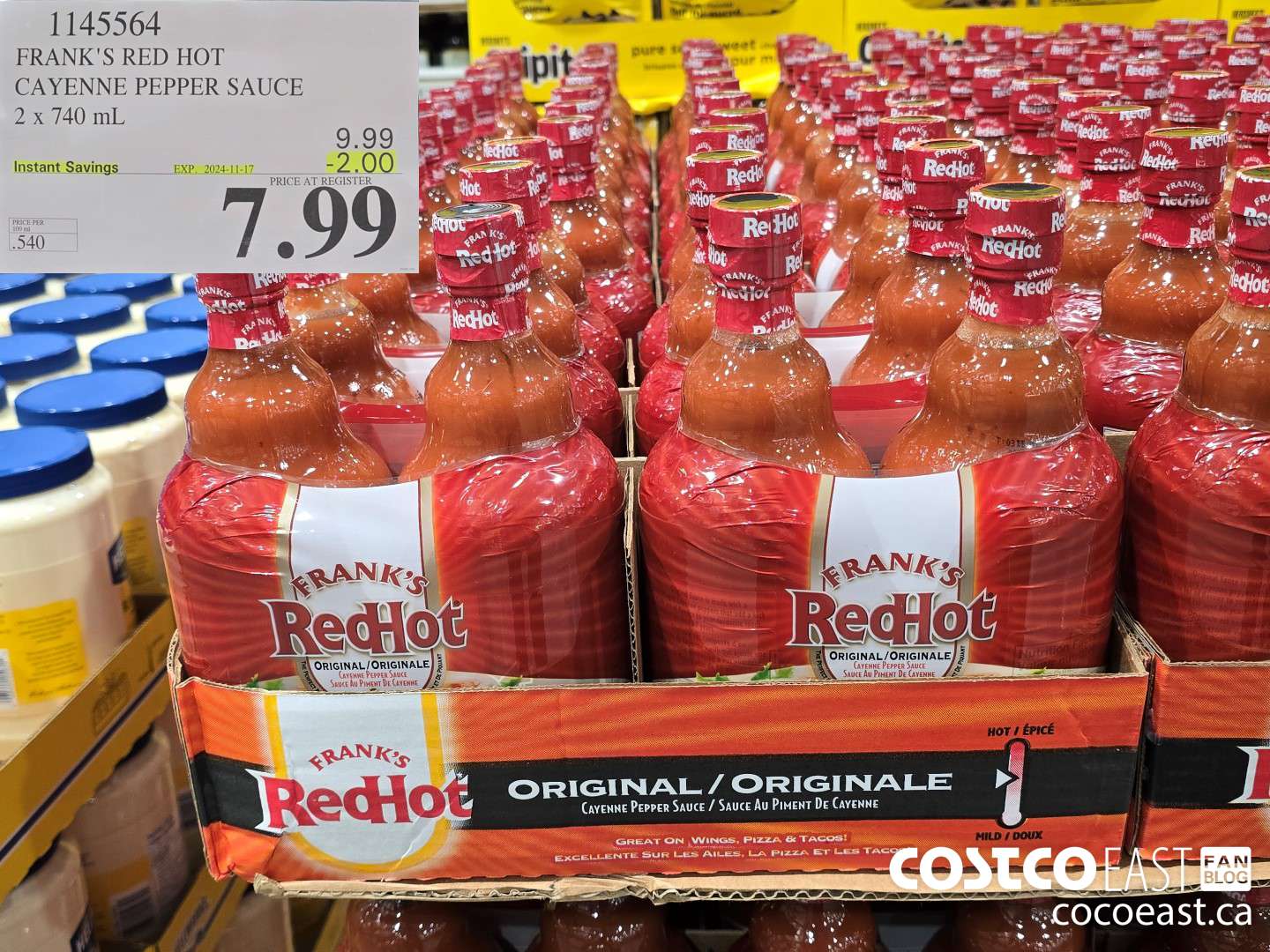 1145564 FRANKS RED HOT CAYENNE PEPPER SAUCE 2 X 740 ML ($2.00 INSTANT SAVINGS EXPIRES ON 2024-11-17) $7.99