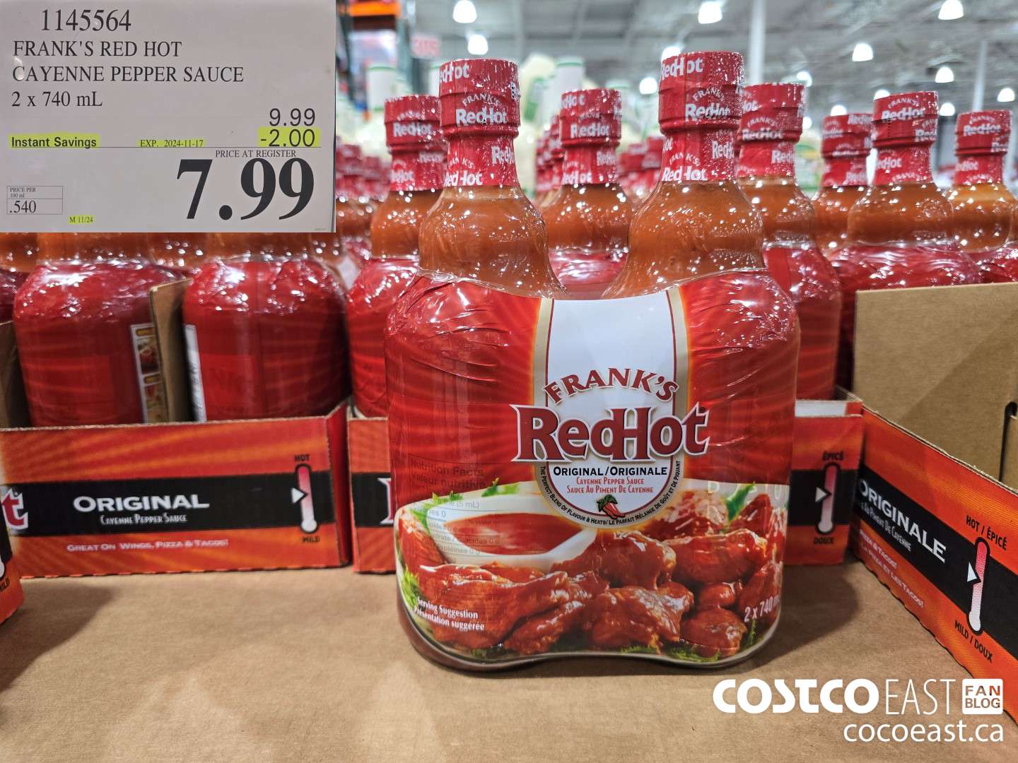 1145564 FRANKS RED HOT CAYENNE PEPPER SAUCE 2 X 740 ML ($2.00 INSTANT SAVINGS EXPIRES ON 2024-11-17) $7.99