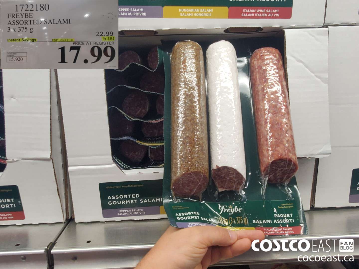 1722180 FREYBE ASSORTED SALAMI 3 x 375 ($5.00 INSTANT SAVINGS EXPIRES ON 2024-11-21) $17.99