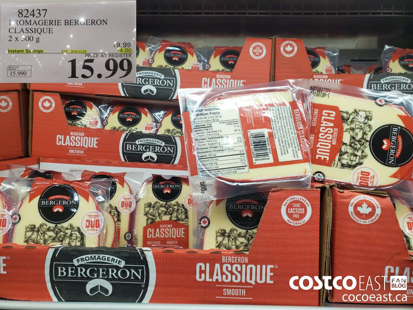 82437 FROMAGERIE BERGERON CLASSIC 2 x 500 g ($4.00 INSTANT SAVINGS EXPIRES ON 2024-11-24) $15.99