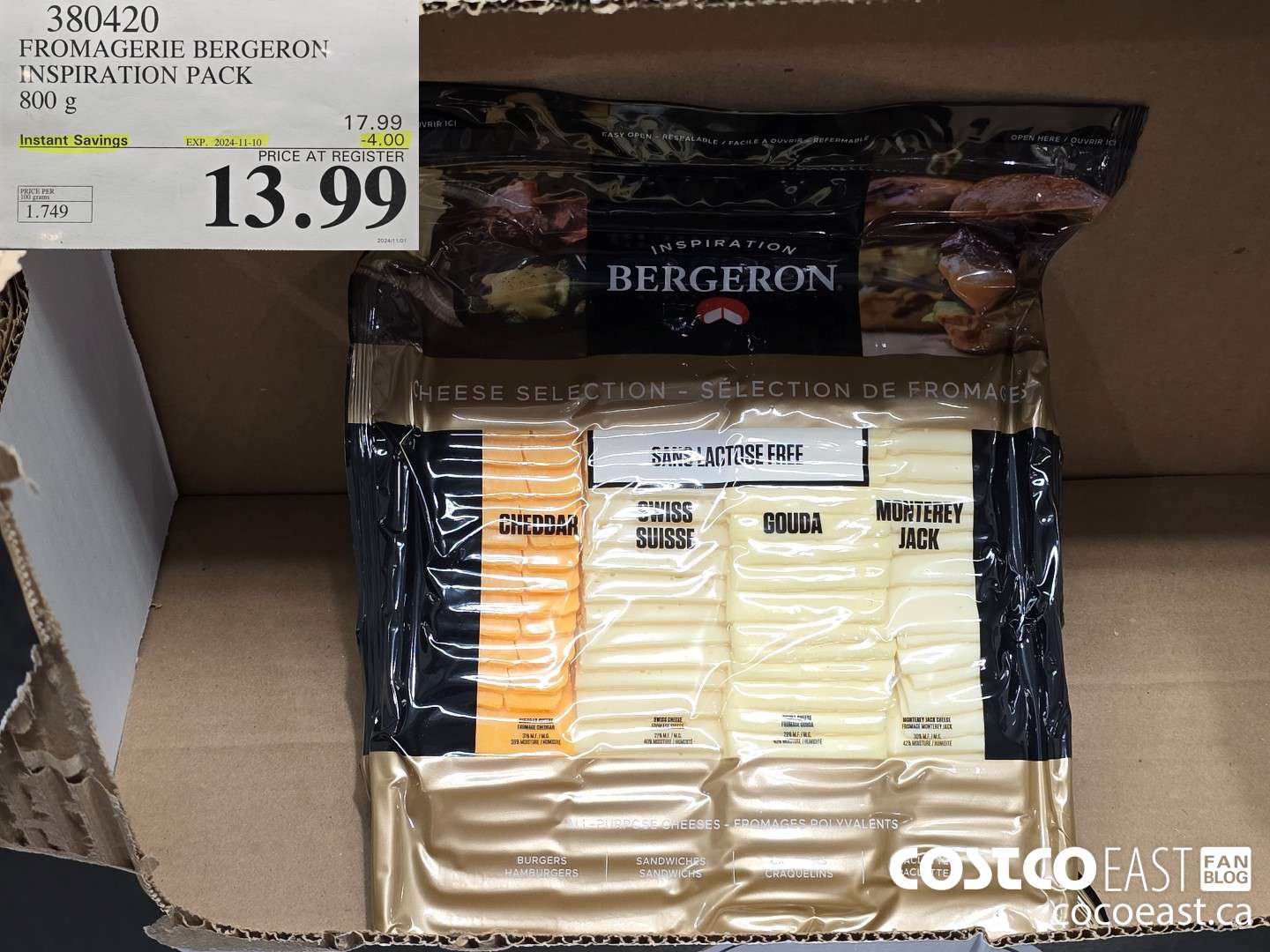 380420 FROMAGERIE BERGERON INSPIRATION PACK 800 G ($4.00 INSTANT SAVINGS EXPIRES ON 2024-11-10) $13.99