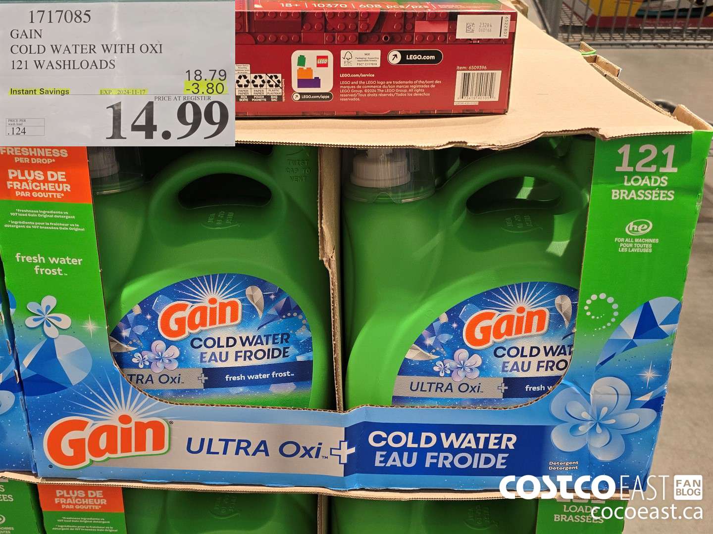 1717085 GAIN COLD WATER OXI LIQUID DETERGENT 121 wash loads ($3.80 INSTANT SAVINGS EXPIRES ON 2024-11-17) $14.99