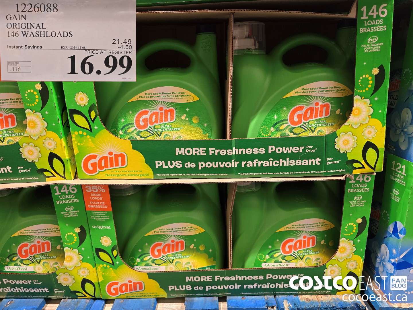 1226088 GAIN ORIGINAL 146 washloads ($4.50 INSTANT SAVINGS EXPIRES ON 2024-12-08) $16.99