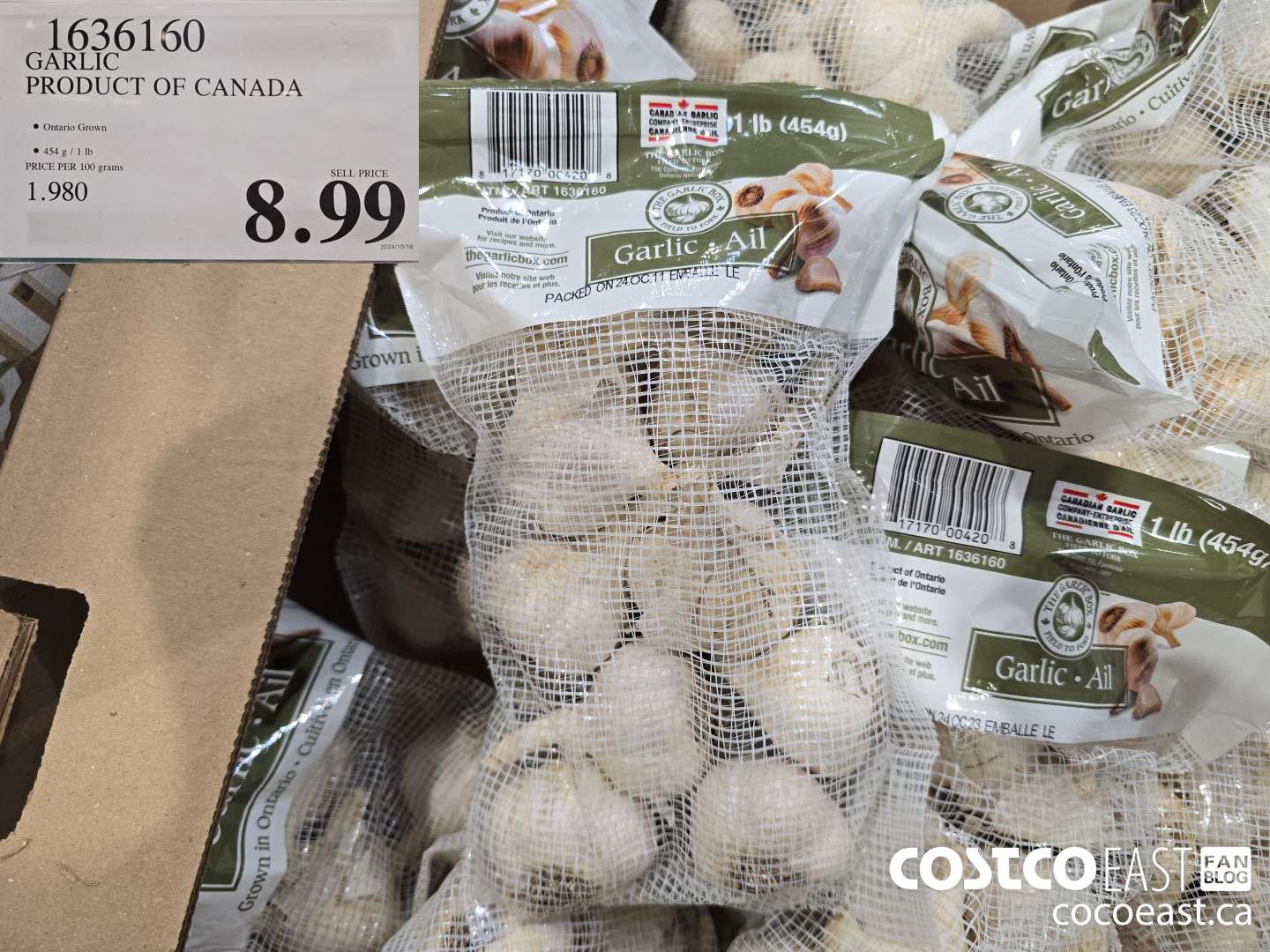 1636160 GARLIC PRODUCT OF CANADA $8.99
