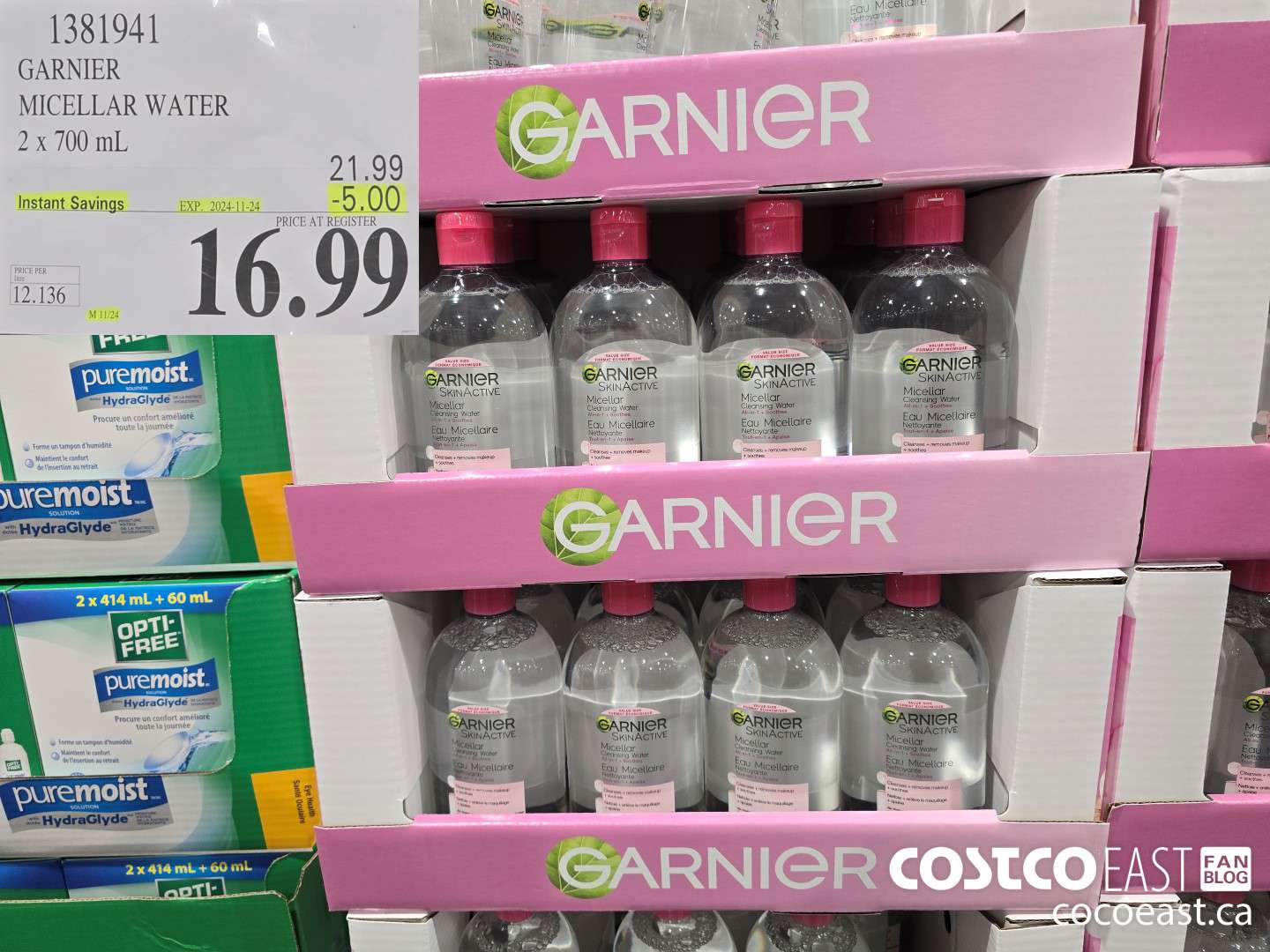 1381941 GARNIER MICELLAR WATER 2 X 700 mL ($5.00 INSTANT SAVINGS EXPIRES ON 2024-11-24) $16.99
