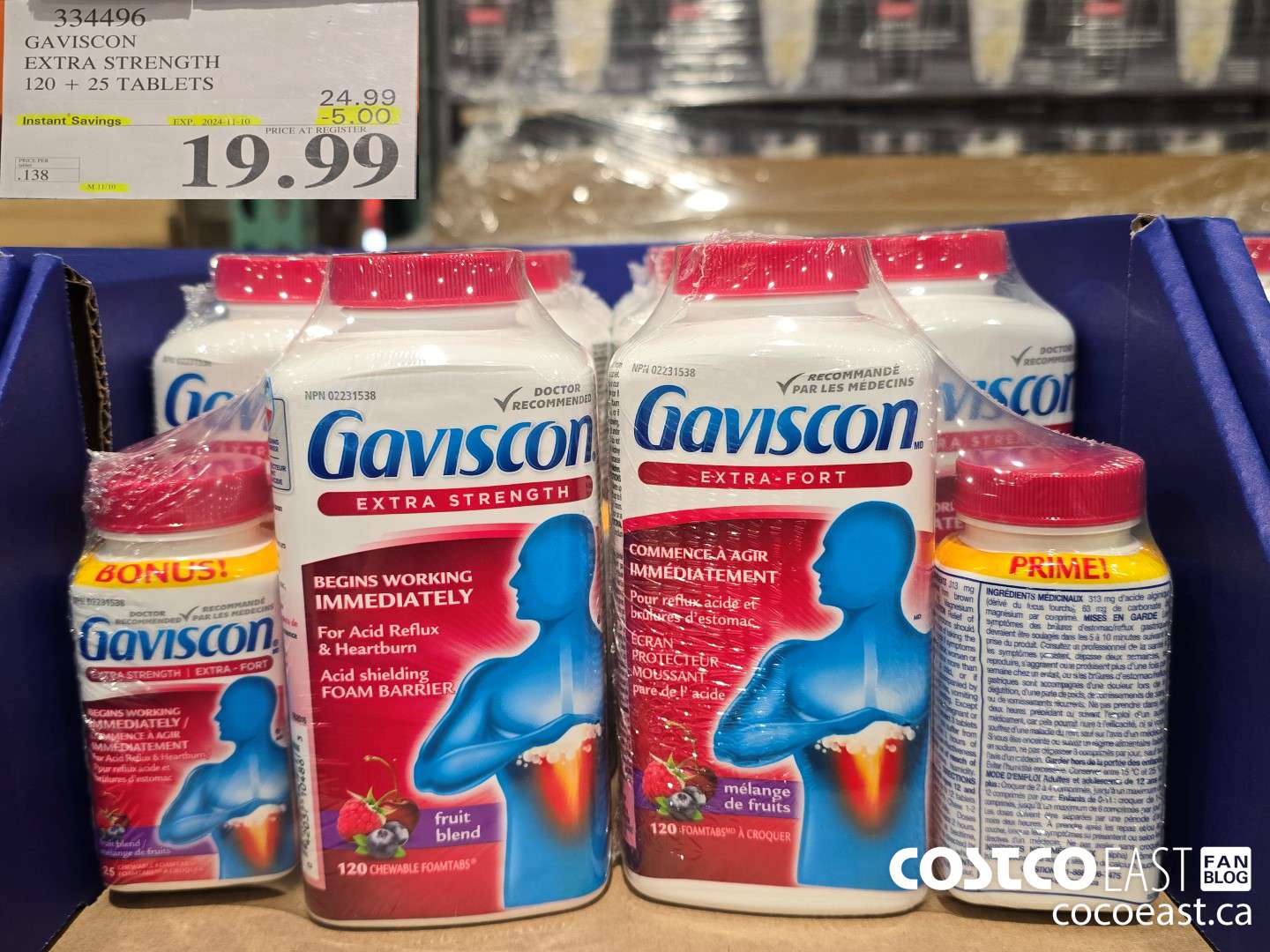 334496 GAVISCON EXTRA STRENGTH 120 + 25 TABLETS ($5.00 INSTANT SAVINGS EXPIRES ON 2024-11-10) $19.99