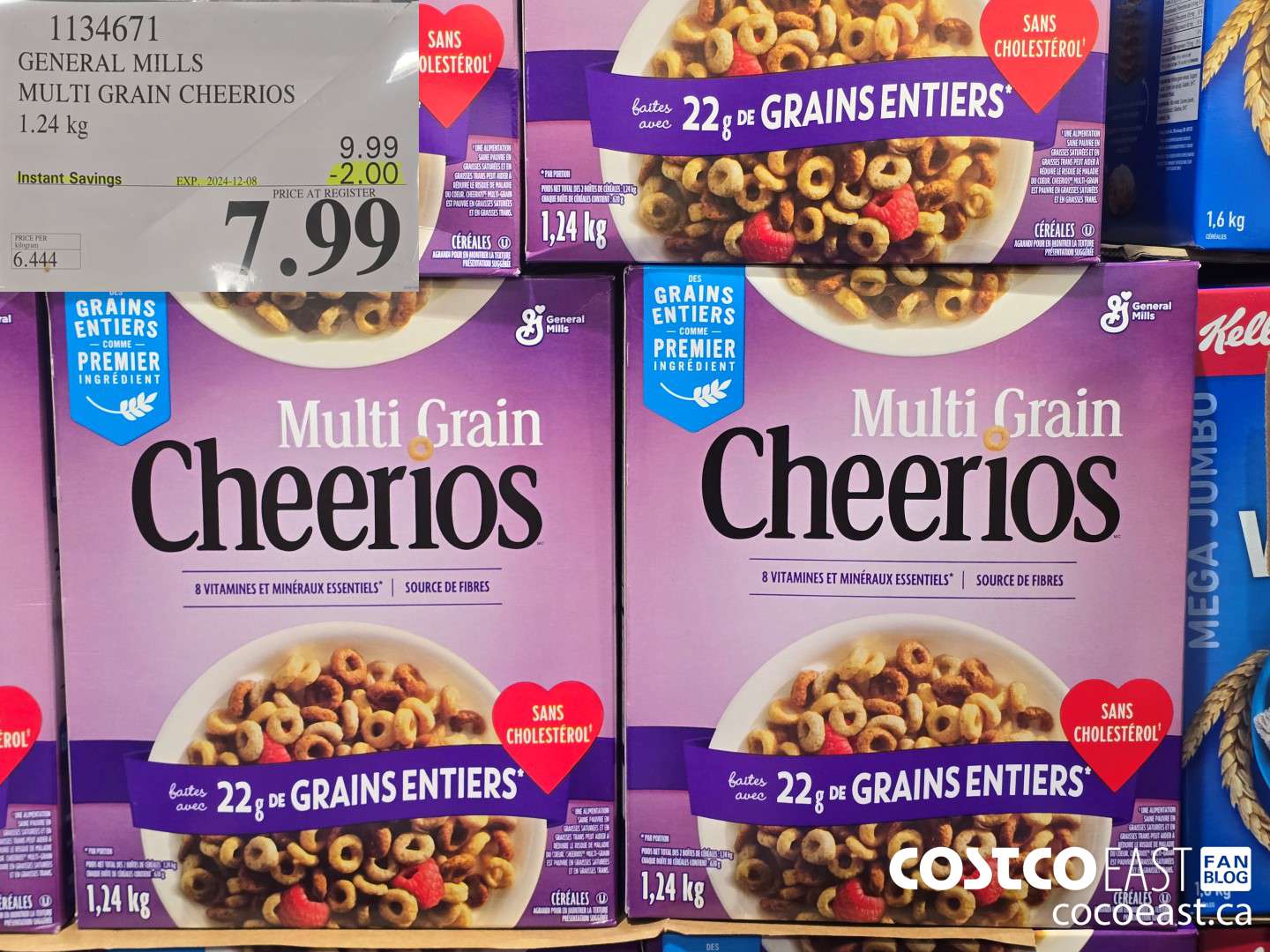 1134671 GENERAL MILLS MULTI-GRAIN CHEERIOS 1.24 KG ($2.00 INSTANT SAVINGS EXPIRES ON 2024-12-08) $7.99