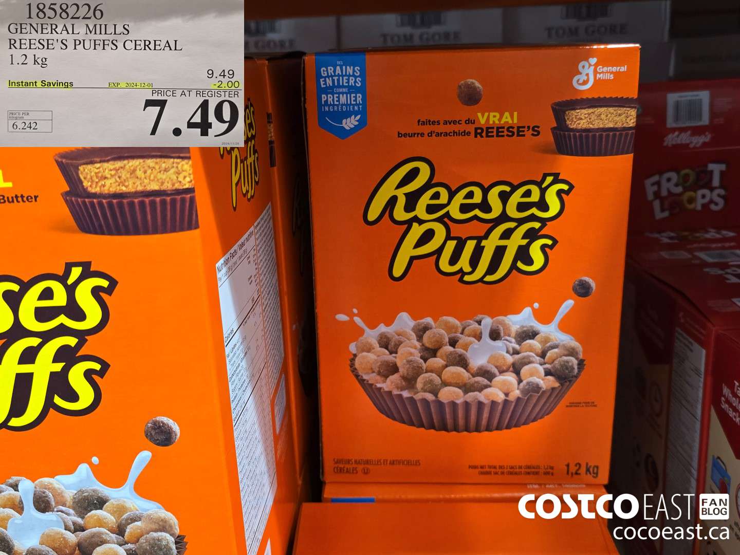 1858226 GENERAL MILLS REESE'S PUFFS CEREAL 1.2 kg ($2.00 INSTANT SAVINGS EXPIRES ON 2024-12-01) $7.49