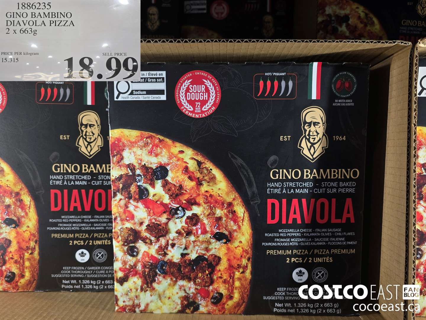 1886235 GINO BAMBINO DIAVOLA PIZZA 2 x 663g $18.99