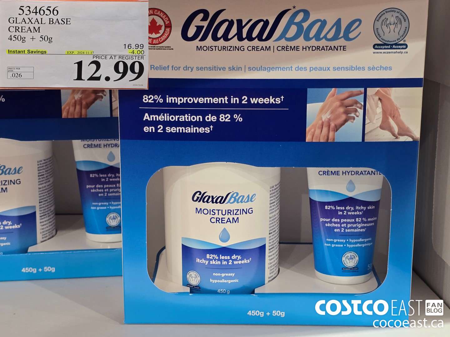 534656 GLAXAL BASE CREAM 450G + 50G ($4.00 INSTANT SAVINGS EXPIRES ON 2024-11-17) $12.99