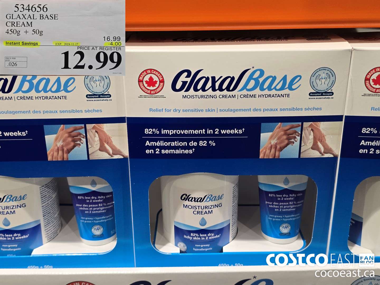 534656 GLAXAL BASE CREAM 450G + 50G ($4.00 INSTANT SAVINGS EXPIRES ON 2024-11-17) $12.99