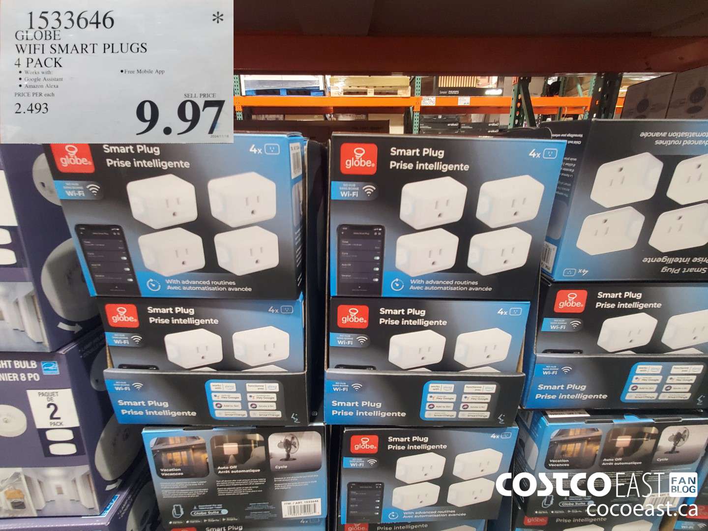 1533646 GLOBE WIFI SMART PLUGS 4 PACK $9.97