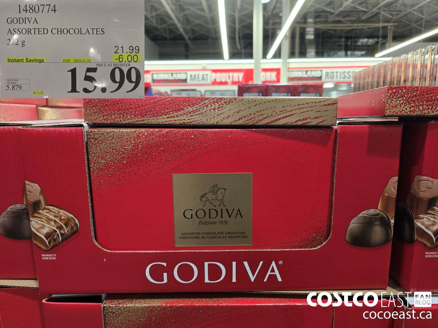 1480774 GODIVA ASSORTED CHOCOLATES 320 G ($6.00 INSTANT SAVINGS EXPIRES ON 2024-11-24) $15.99