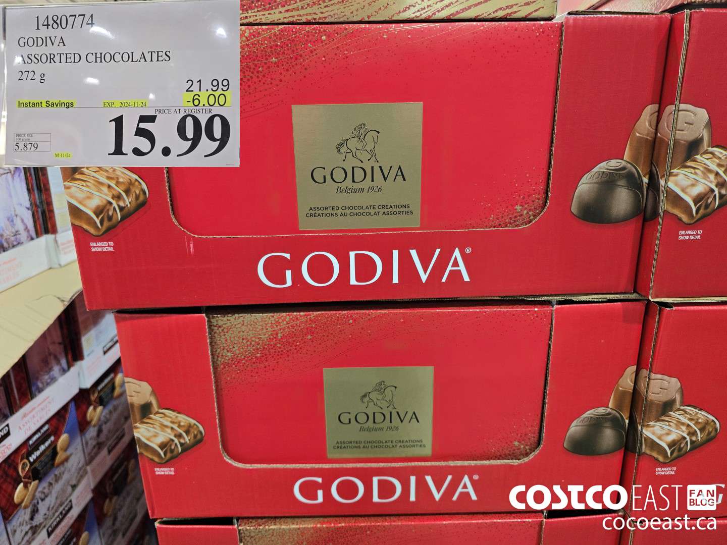1480774 GODIVA ASSORTED CHOCOLATES 320 G ($6.00 INSTANT SAVINGS EXPIRES ON 2024-11-24) $15.99