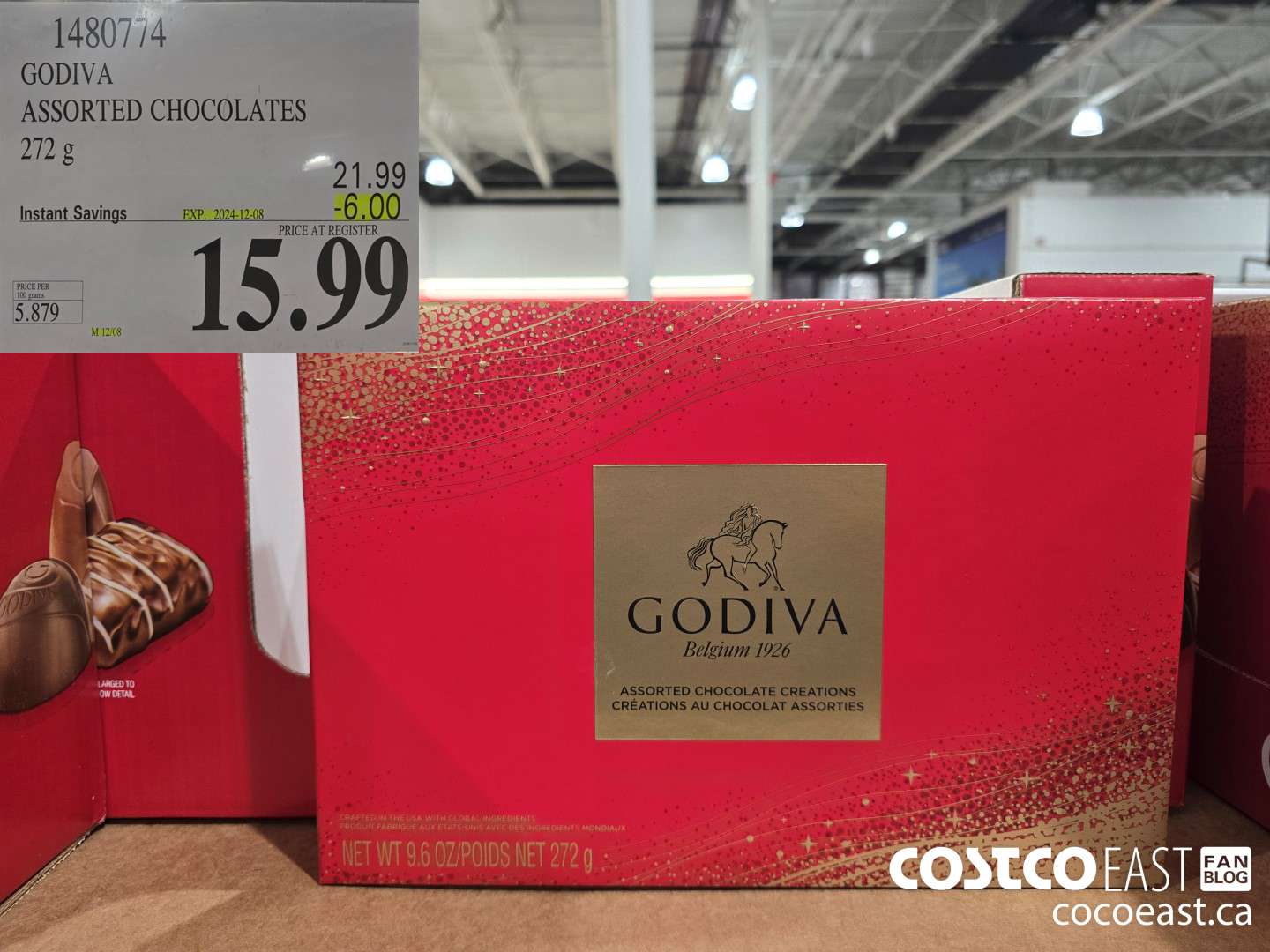 1480774 GODIVA ASSORTED CHOCOLATES 320 G ($6.00 INSTANT SAVINGS EXPIRES ON 2024-12-08) $15.99