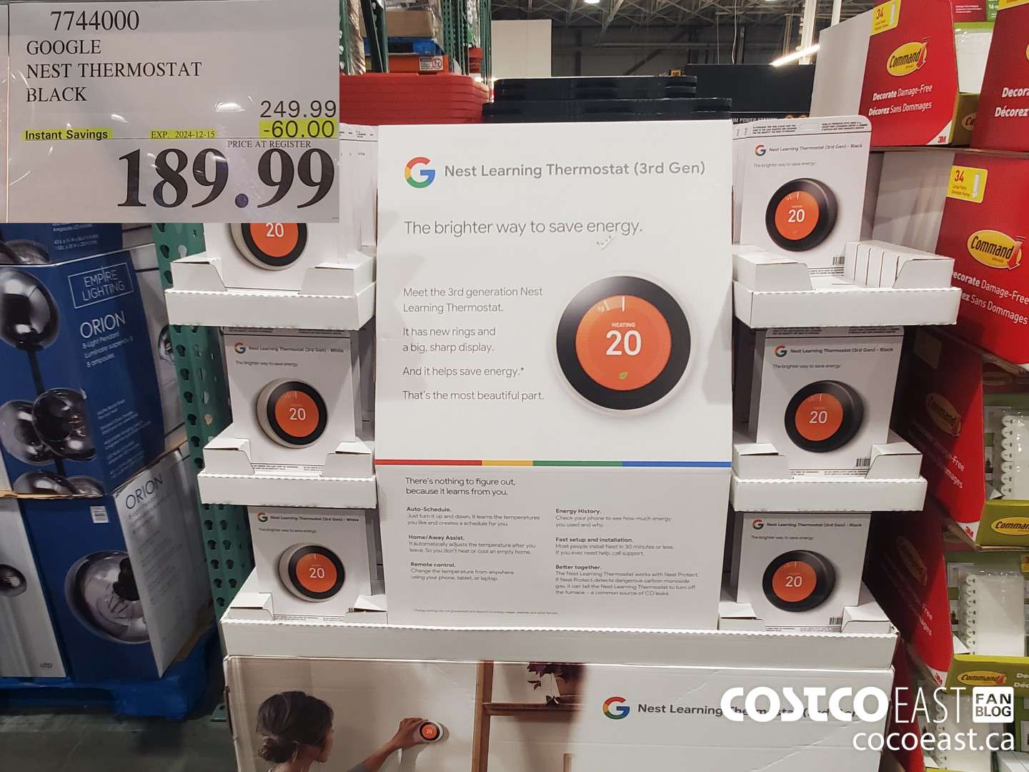 7744000 GOOGLE NEST THERMOSTAT BLACK  ($60.00 INSTANT SAVINGS EXPIRES ON 2024-12-15) $189.99