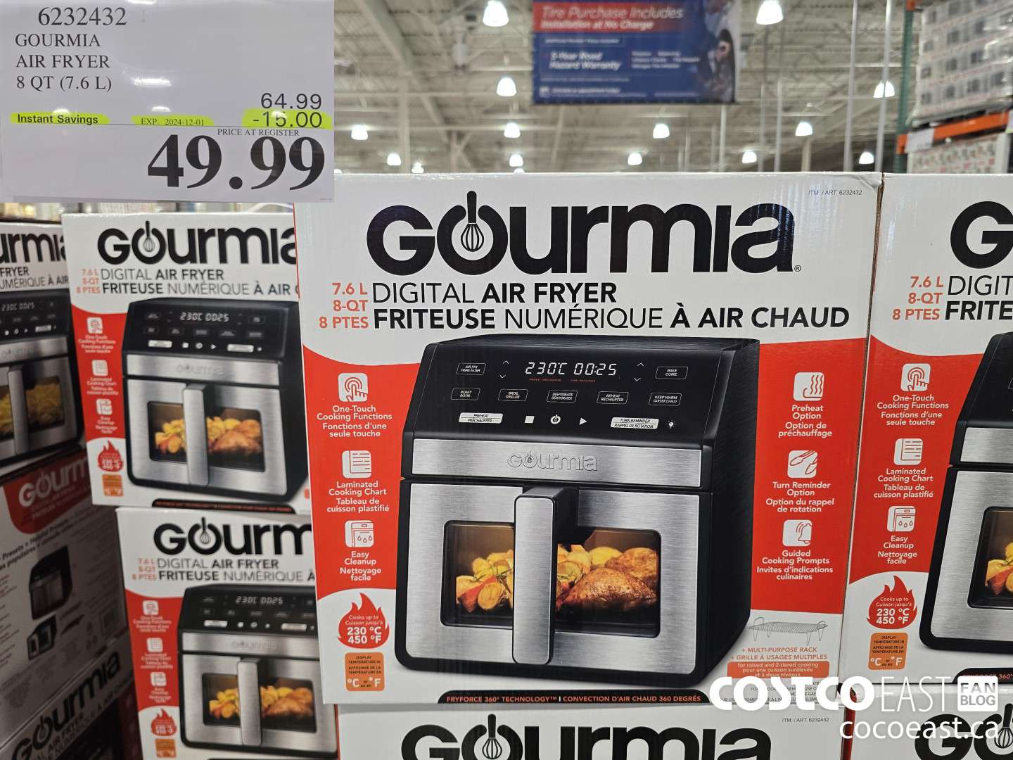 6232432 GOURMIA AIR FRYER 8 QT / 7.6 L ($15.00 INSTANT SAVINGS EXPIRES ON 2024-12-01) $49.99
