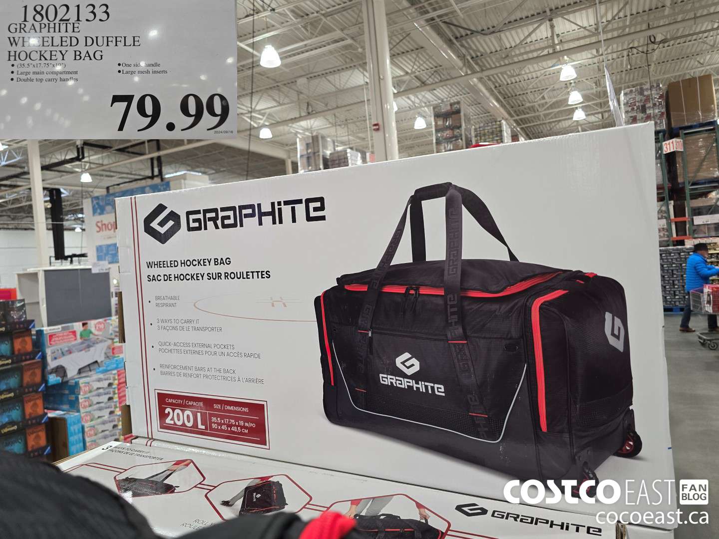 1802133 GRAPHITE WHEELED DUFFLE HOCKEY BAG $79.99