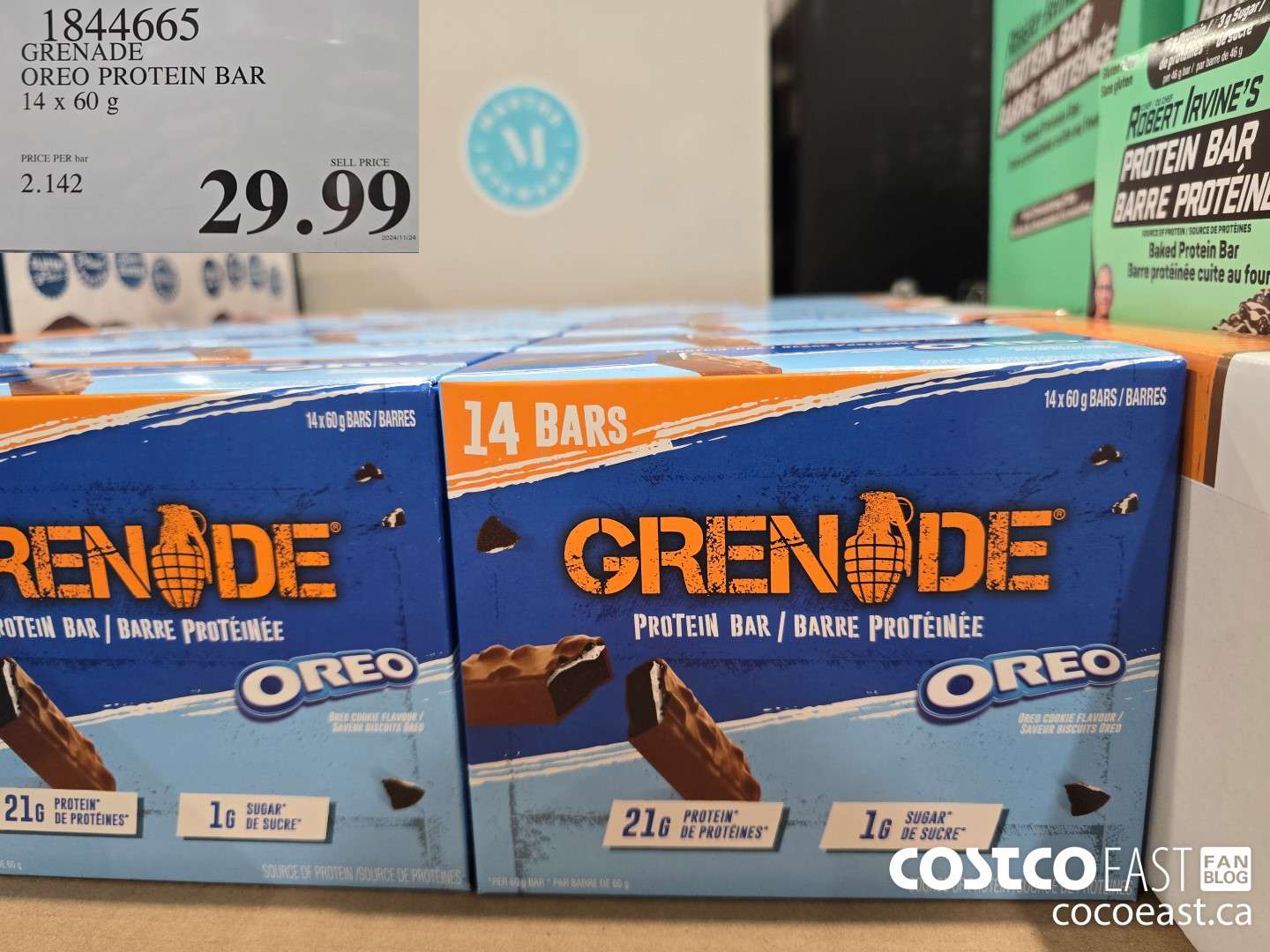 1844665 GRENADE OREO PROTEIN BAR 14 x 60 g $29.99