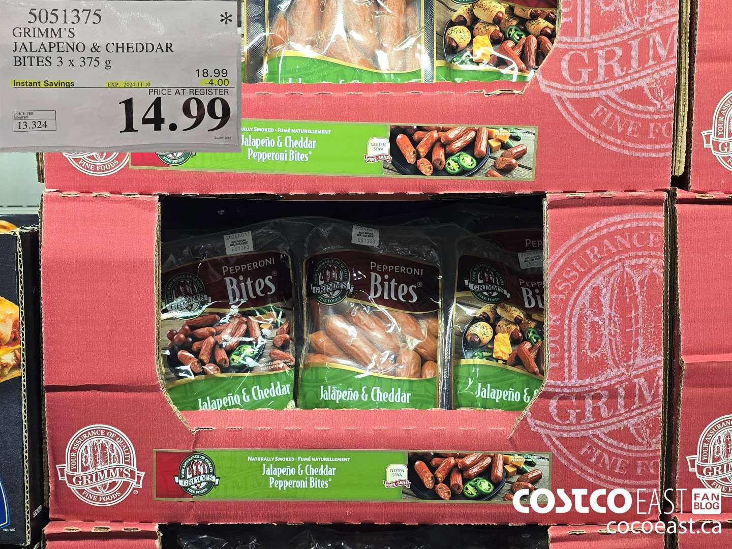 5051375 GRIMM JALAPENO & CHEDDAR BITES 3 x 375 g ($4.00 INSTANT SAVINGS EXPIRES ON 2024-11-10) $14.99