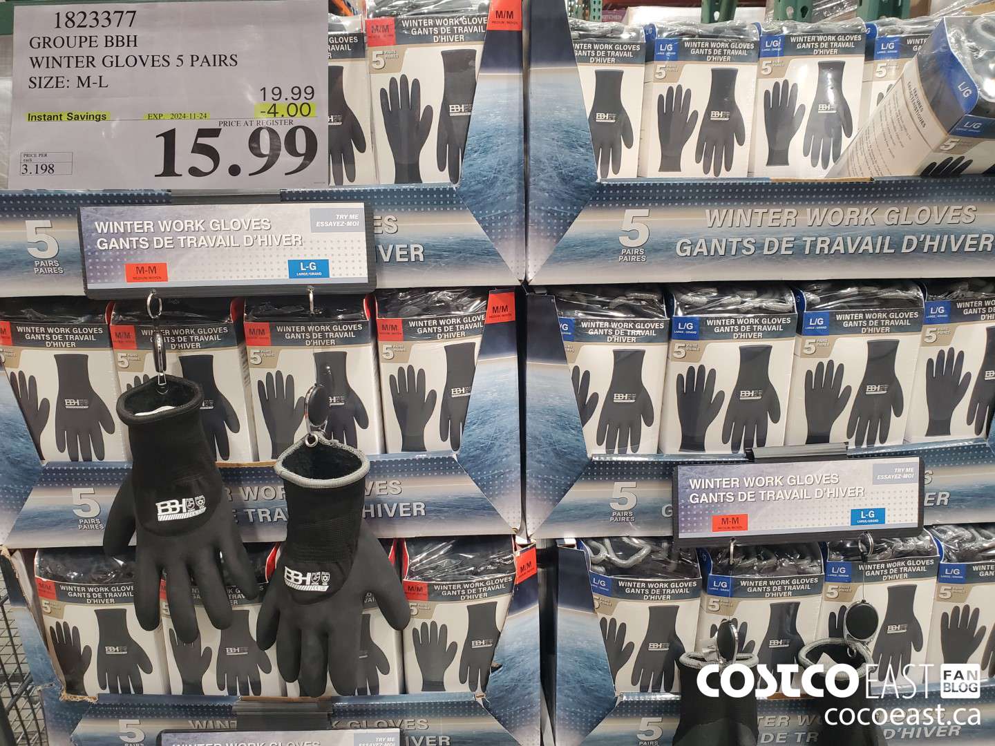 1823377 GROUPE BBH WINTER GLOVES 5 PAIRS SIZE: M-L  ($4.00 INSTANT SAVINGS EXPIRES ON 2024-11-24) $15.99