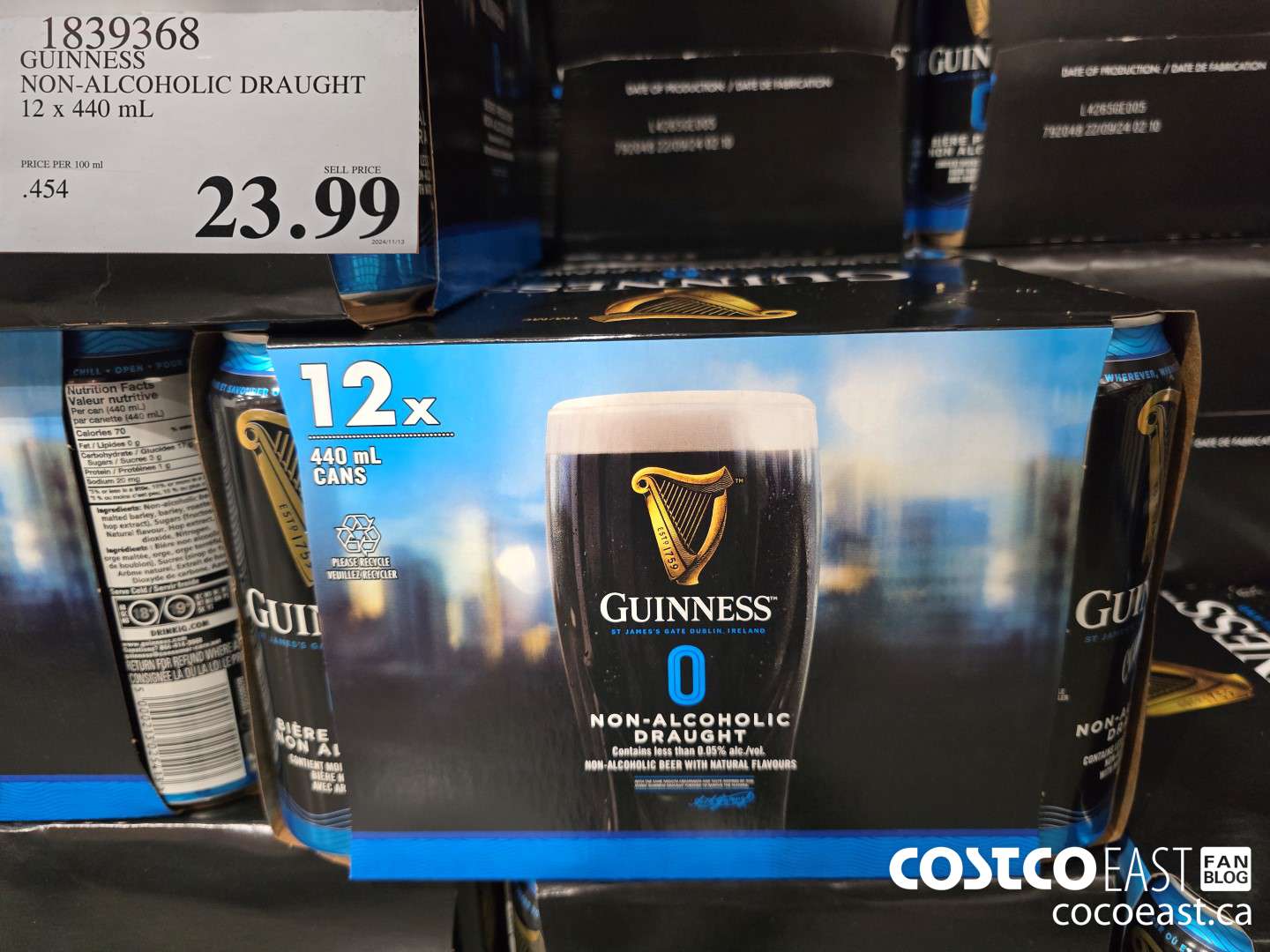 1839368 GUINNESS NON-ALCOHOLIC DRAUGHT 12 x 440 mL $23.99