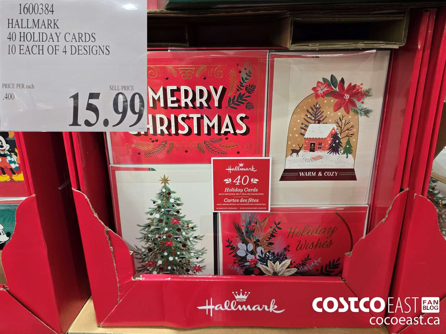 1600384 HALLMARK 40 HOLIDAY CARDS 10 EACH OF 4 DESIGNS $15.99
