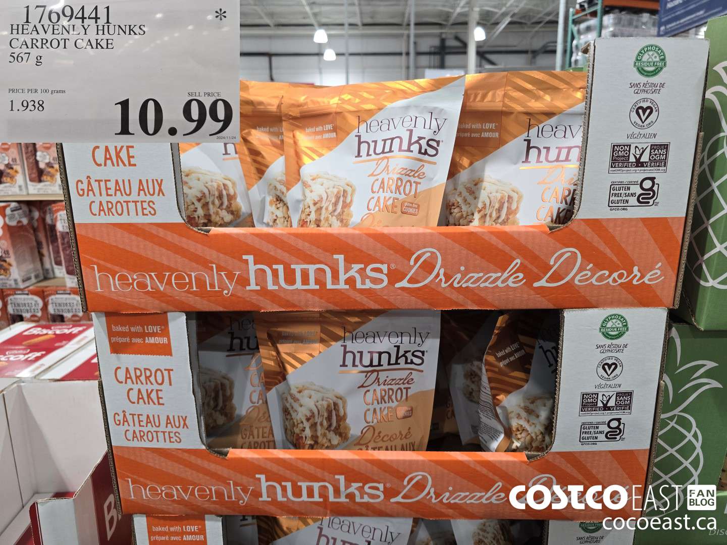 1769441 HEAVENLY HUNKS CARROT CAKE 567 g $10.99