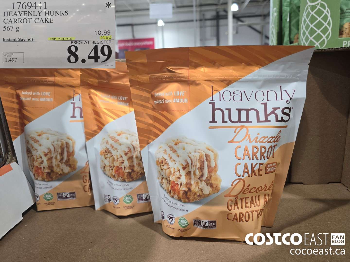 1769441 HEAVENLY HUNKS CARROT CAKE 567 g ($2.50 INSTANT SAVINGS EXPIRES ON 2024-12-08) $8.49
