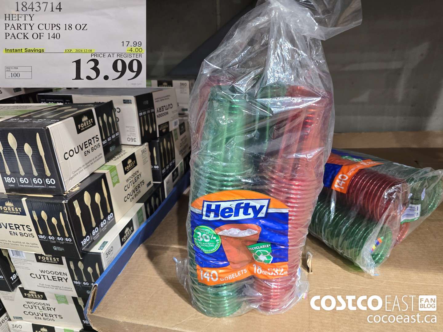 1843714 HEFTY PARTY CUPS 18 OZ PACK OF 140 ($4.00 INSTANT SAVINGS EXPIRES ON 2024-12-08) $13.99