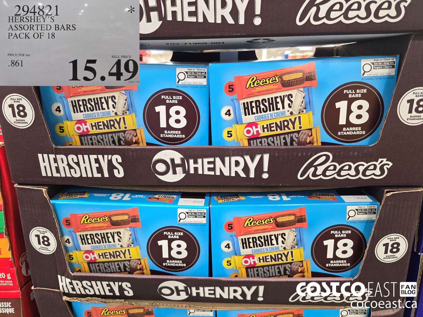 294821 HERSHEY'S ASSORTED BARS PACK OF 18 $15.49