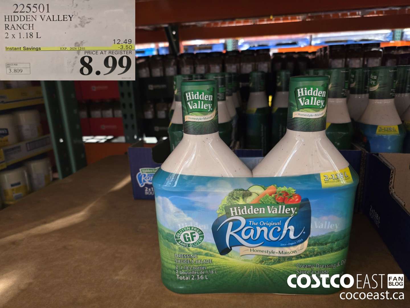 225501 HIDDEN VALLEY RANCH 2 X 1.18 L ($3.50 INSTANT SAVINGS EXPIRES ON 2024-12-01) $8.99