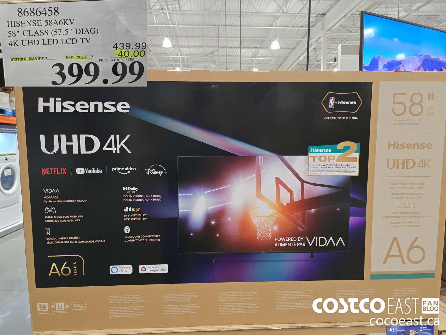 8686458 HISENSE 58A6KV 58