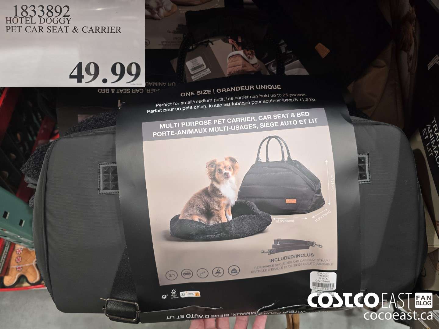 1833892 HOTEL DOGGY PET CAR SEAT & CARRIER $49.99