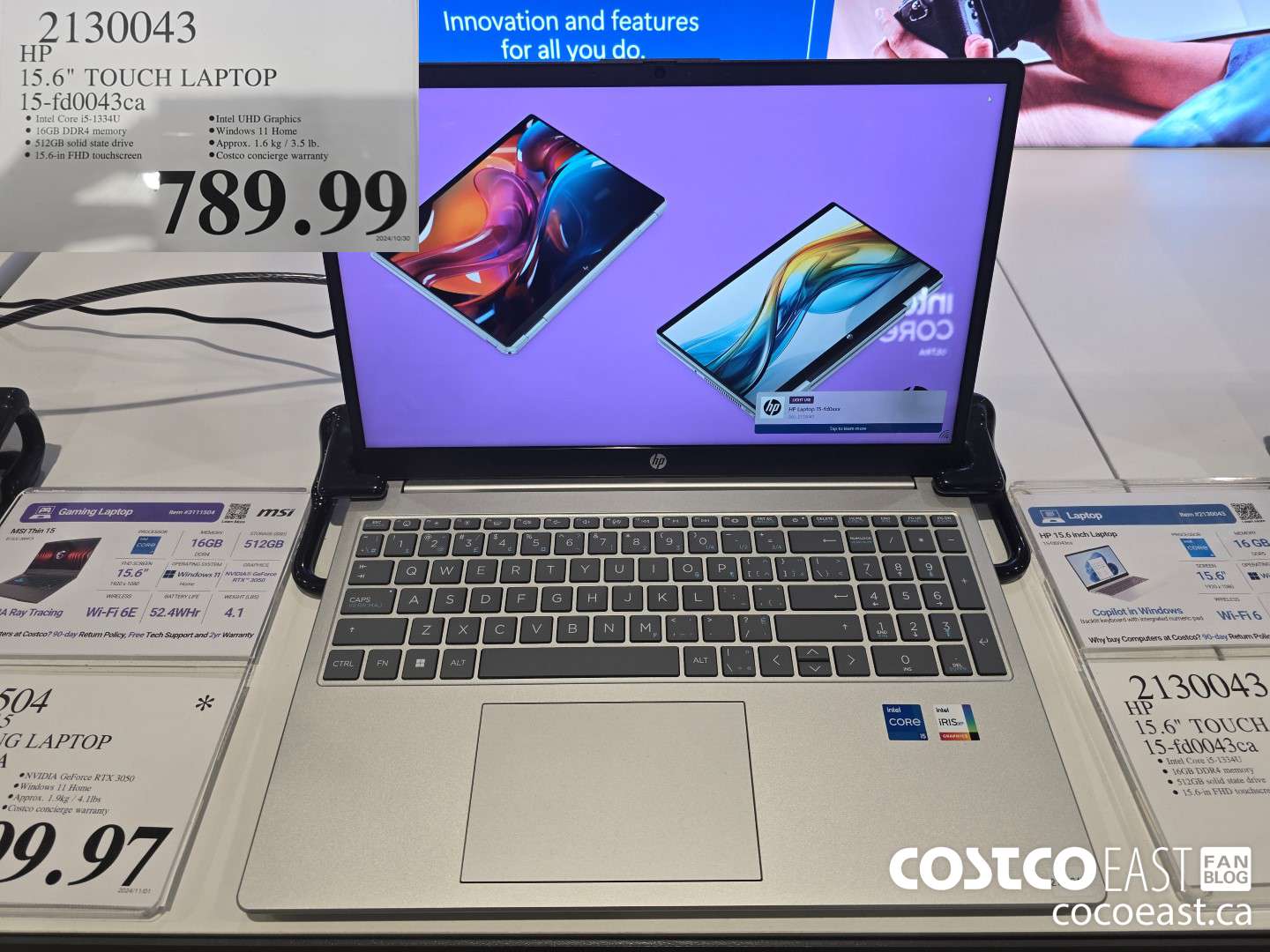 2130043 HP 15.6 TOUCH LAPTOP 15-fd0043ca $789.99