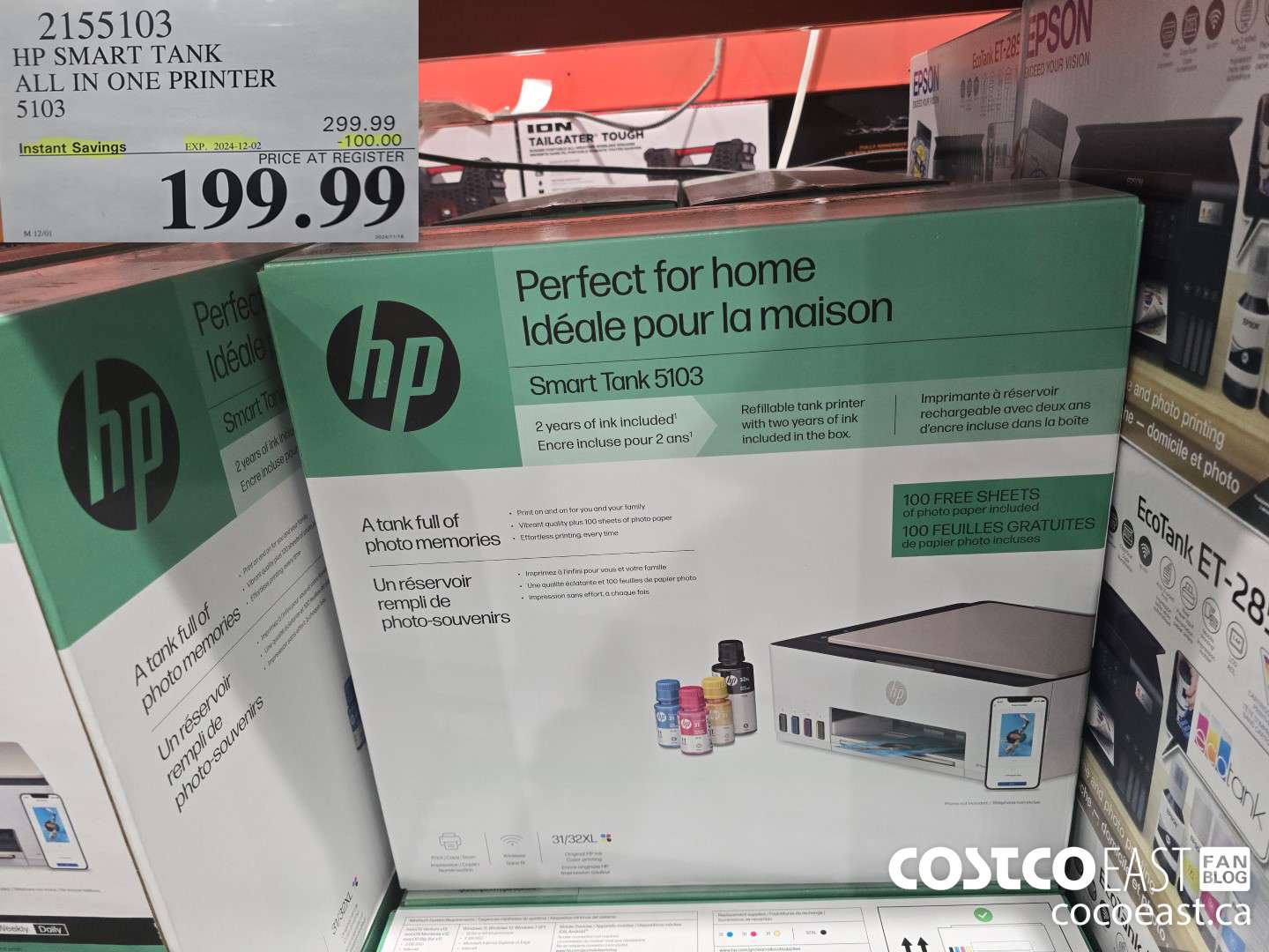 2155103 HP SMART TANK ALL IN ONE PRINTER 5103 2024-010-03 ($100.00 INSTANT SAVINGS EXPIRES ON 2024-12-02) $199.99