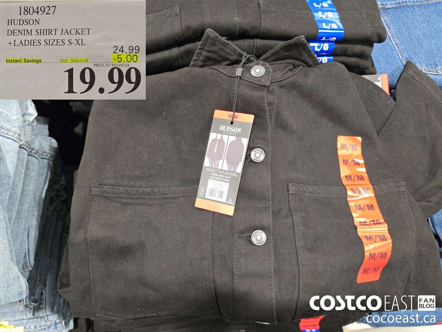 1804927 HUDSON DENIM SHIRT JACKET +LADIES SIZES S-XL ($5.00 INSTANT SAVINGS EXPIRES ON 2024-11-05) $19.99