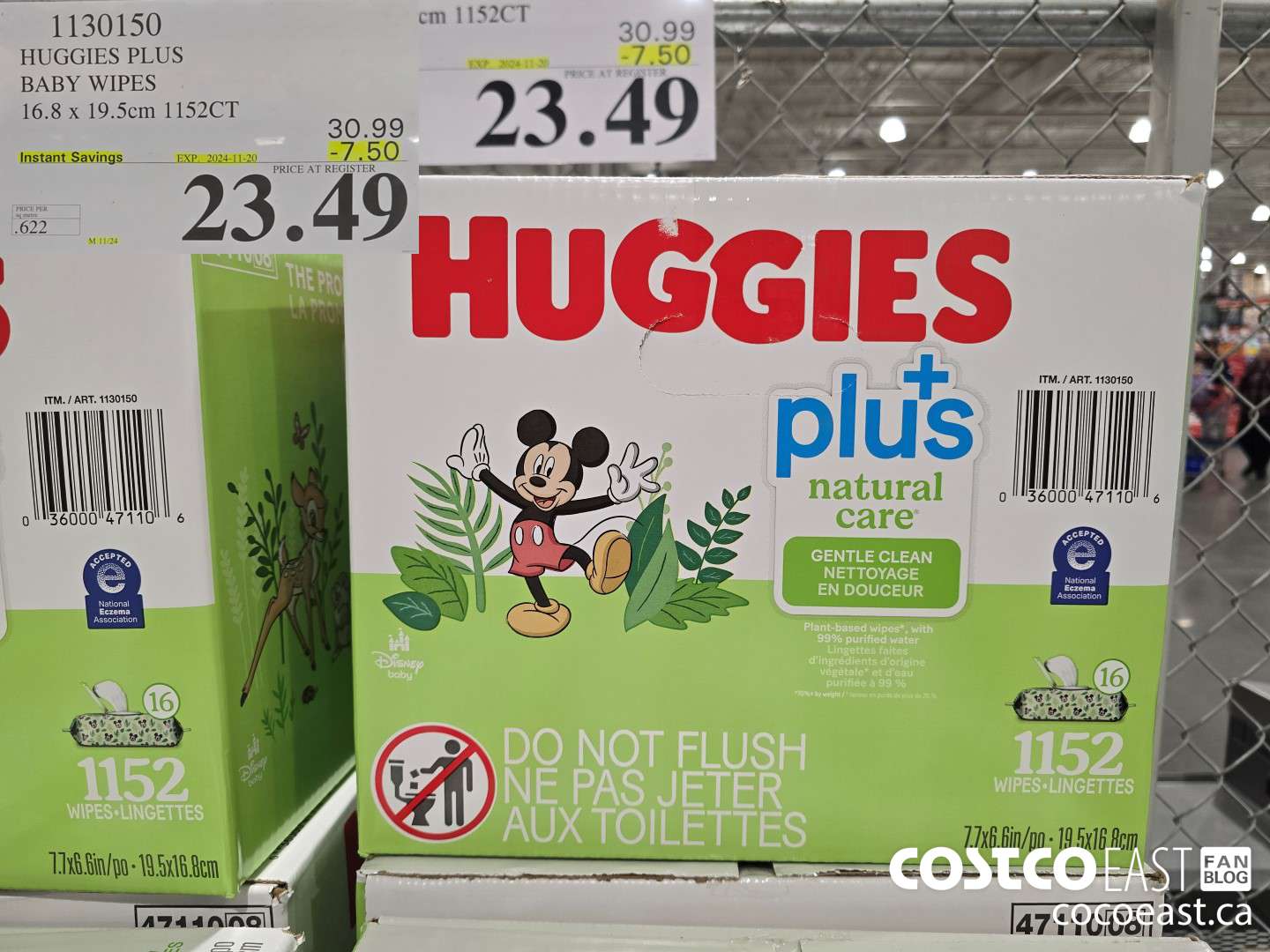 1130150 HUGGIES PLUS BABY WIPES 16.8 X 19.5 CM 1152 CT ($7.50 INSTANT SAVINGS EXPIRES ON 2024-11-20) $23.49