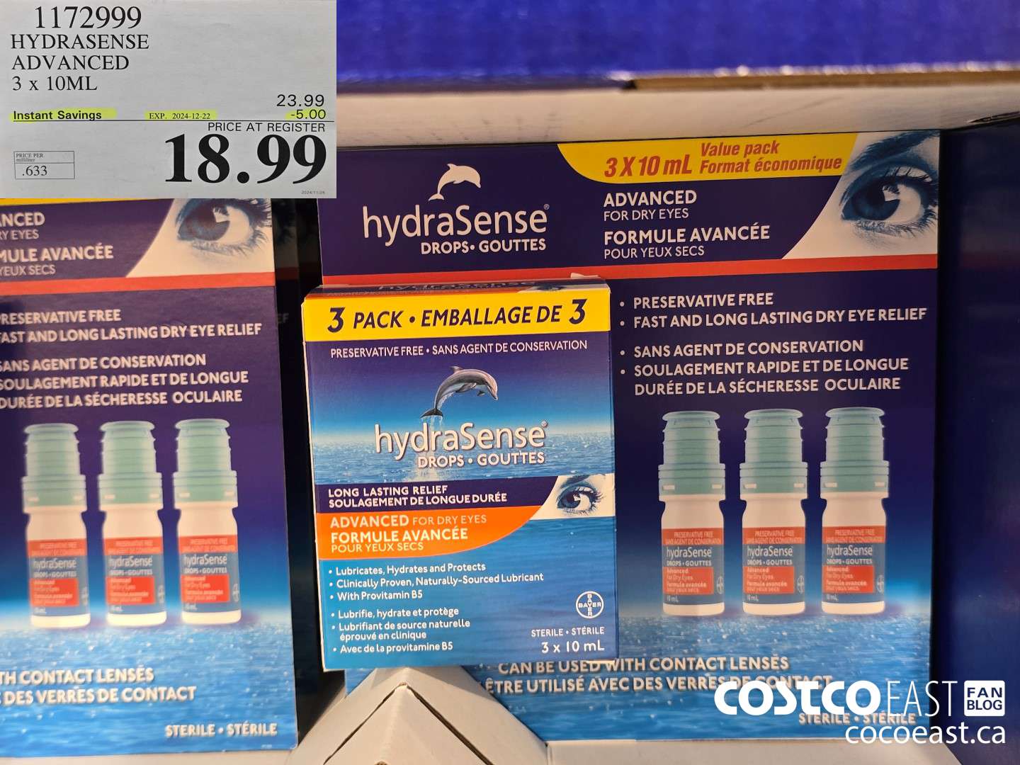 1172999 HYDRASENSE ADVANCED 3 x 10ML ($5.00 INSTANT SAVINGS EXPIRES ON 2024-12-22) $18.99