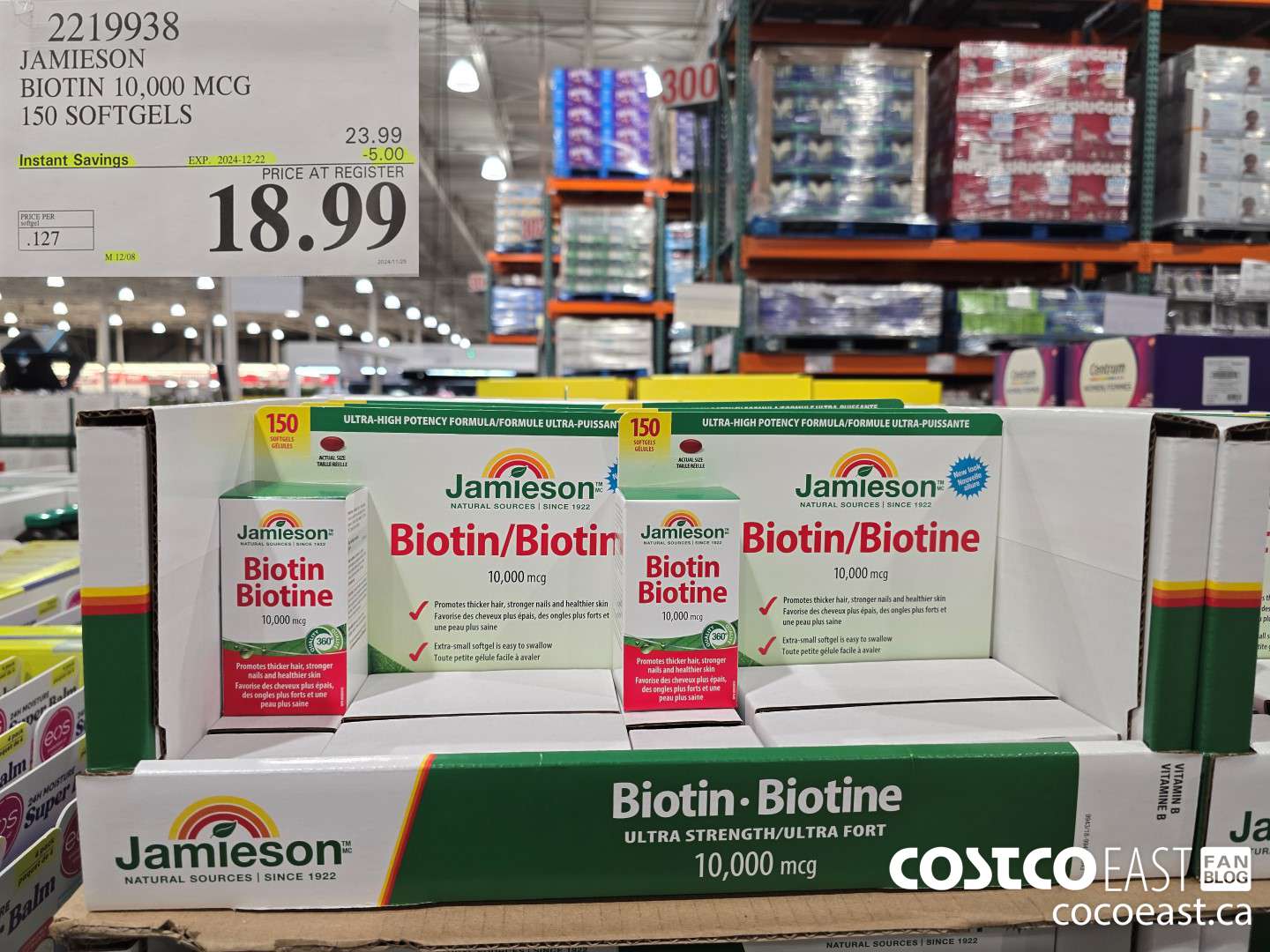 2219938 JAMIESON BIOTIN 10,000 MCG 150 SOFTGELS ($5.00 INSTANT SAVINGS EXPIRES ON 2024-12-22) $18.99