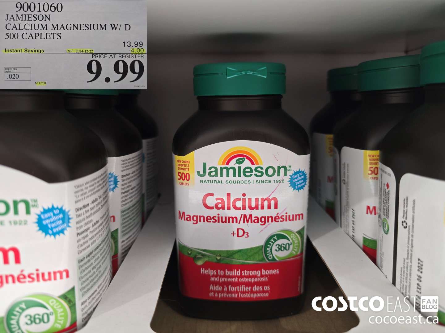 9001060 JAMIESON CALCIUM MAGNESIUM W/ VIT D 500 CAPLETS ($4.00 INSTANT SAVINGS EXPIRES ON 2024-12-22) $9.99