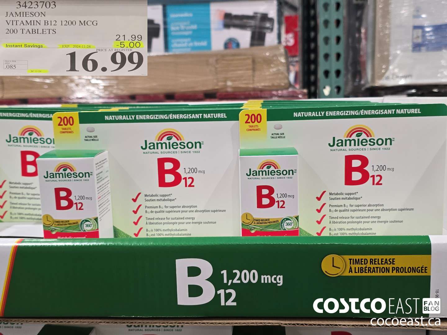 3423703 JAMIESON VITAMIN B12 1200MCG 200 TABLETS ($5.00 INSTANT SAVINGS EXPIRES ON 2024-11-24) $21.99