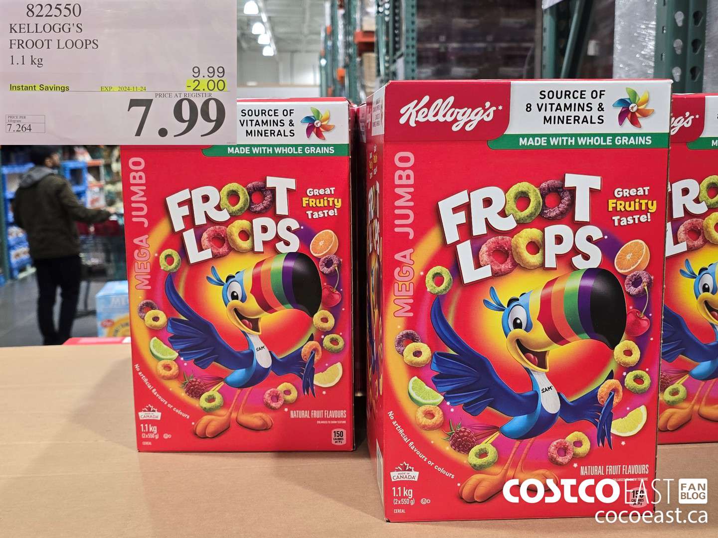 822550 KELLOGG'S FROOT LOOPS 1.1 kg ($2.00 INSTANT SAVINGS EXPIRES ON 2024-11-24) $17.99