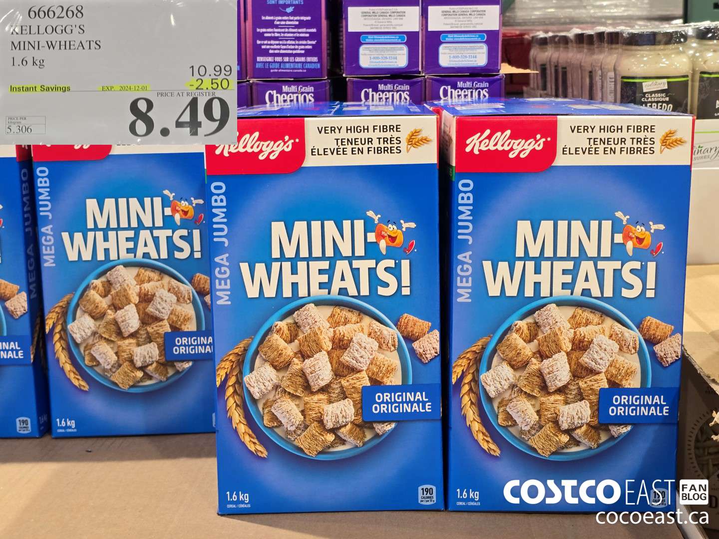 666268 KELLOGG'S MINI-WHEATS 1.6 KG ($2.50 INSTANT SAVINGS EXPIRES ON 2024-12-01) $8.49
