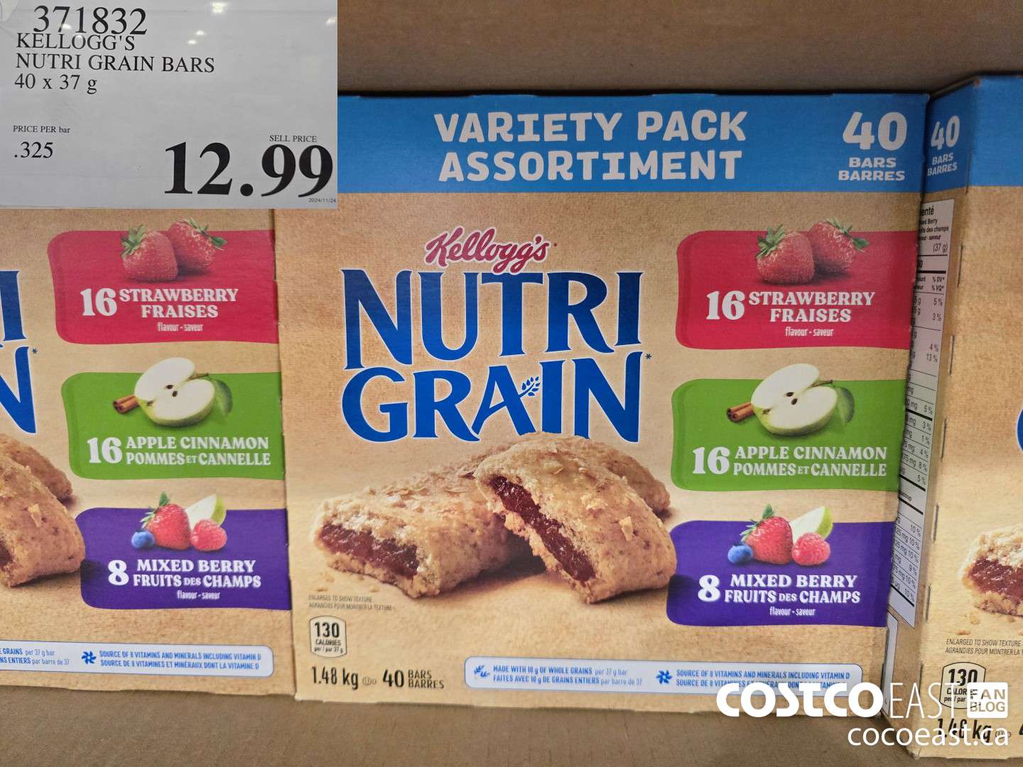 371832 KELLOGG'S NUTRI GRAIN BARS 40 x 37g $12.99